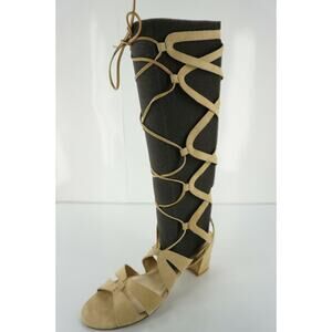 Stuart Weitzman Roman Gladiator Suede Sandal Size 8 Block Heel Open Toe $425 New